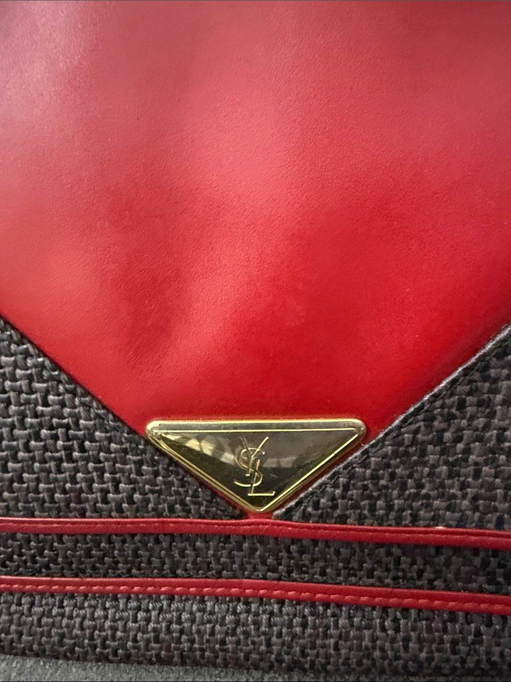 YSL Red Two-Tone Women's Shoulder Bag - Picture 2 of 9